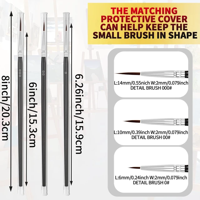 Alt view image 2 of 7 - Small Paint Brush for Crafts,30Pcs Black Detail Paint Brushes,Miniature Liner Brush for Watercolor Acrylics Painting Face Painting,Thin Paint Brushes Set with 3Size#0#00#000