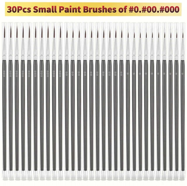 Alt view image 4 of 7 - Small Paint Brush for Crafts,30Pcs Black Detail Paint Brushes,Miniature Liner Brush for Watercolor Acrylics Painting Face Painting,Thin Paint Brushes Set with 3Size#0#00#000