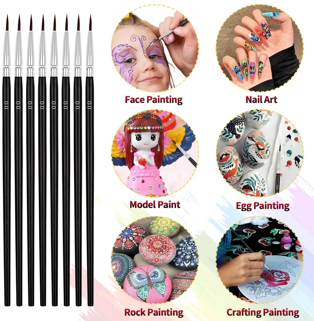 Alt view image 6 of 7 - Small Paint Brush for Crafts,30Pcs Black Detail Paint Brushes,Miniature Liner Brush for Watercolor Acrylics Painting Face Painting,Thin Paint Brushes Set with 3Size#0#00#000