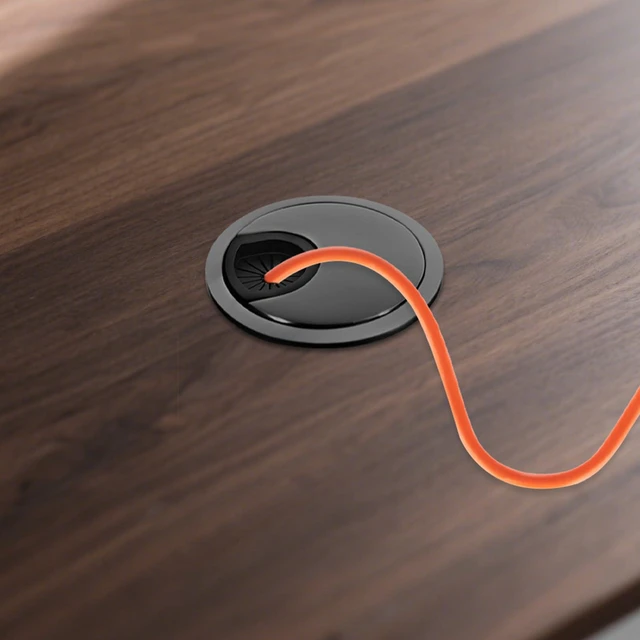 Alt view image 6 of 7 - 2 PCS Metal Desk Grommet 60mm Heavy Duty Zinc Alloy Cable Hole Cover | Matte Black Wire Cord Organizer for Home Office Desktop, Removable Wire Pass-Through