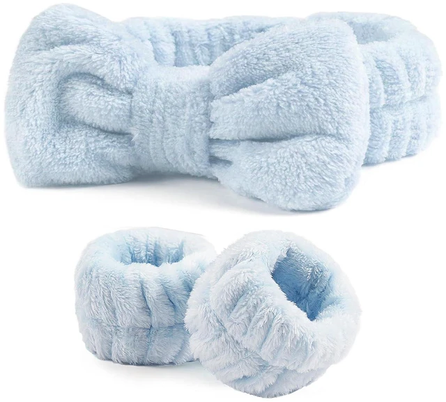 Main image of Spa Headband and Wristband Set for Washing Face Skincare Makeup | soft &Ultra-absorbent| Non-Slip for Beauty Routines | Great Skin Care Gifts for Women | blue set