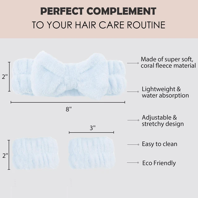 Alt view image 4 of 5 - Spa Headband and Wristband Set for Washing Face Skincare Makeup | soft &Ultra-absorbent| Non-Slip for Beauty Routines | Great Skin Care Gifts for Women | blue set