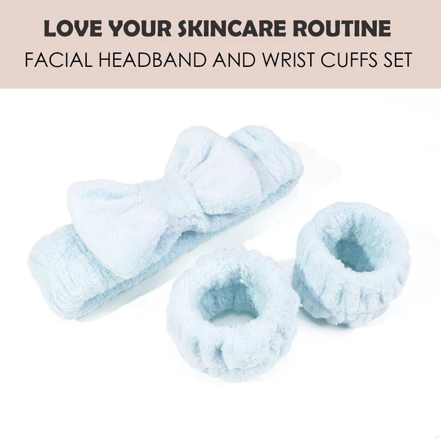 Alt view image 3 of 5 - Spa Headband and Wristband Set for Washing Face Skincare Makeup | soft &Ultra-absorbent| Non-Slip for Beauty Routines | Great Skin Care Gifts for Women | blue set