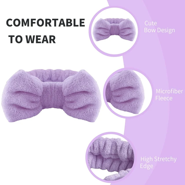 Alt view image 4 of 7 - Spa headband, Wristbands, Headband for Washing Face&Makeup,Purple | Face Wash Headband,2pcs Wristlets for Sleeves Dry, Make up Headband