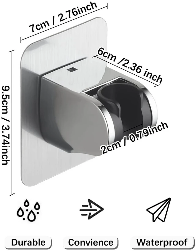Alt view image 2 of 6 - Shower Head Holder with Strong Adhesive, Adjustable Handheld Shower Wand Holder Waterproof Wall Mount Bracket, No Drilling Shower Hose Holder Better Than Suction Cups for Shower Bathroom