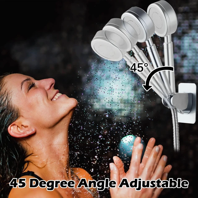 Alt view image 3 of 6 - Shower Head Holder with Strong Adhesive, Adjustable Handheld Shower Wand Holder Waterproof Wall Mount Bracket, No Drilling Shower Hose Holder Better Than Suction Cups for Shower Bathroom