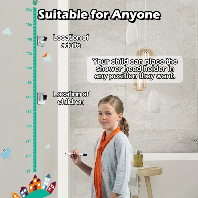 Alt view image 4 of 6 - Shower Head Holder with Strong Adhesive, Adjustable Handheld Shower Wand Holder Waterproof Wall Mount Bracket, No Drilling Shower Hose Holder Better Than Suction Cups for Shower Bathroom