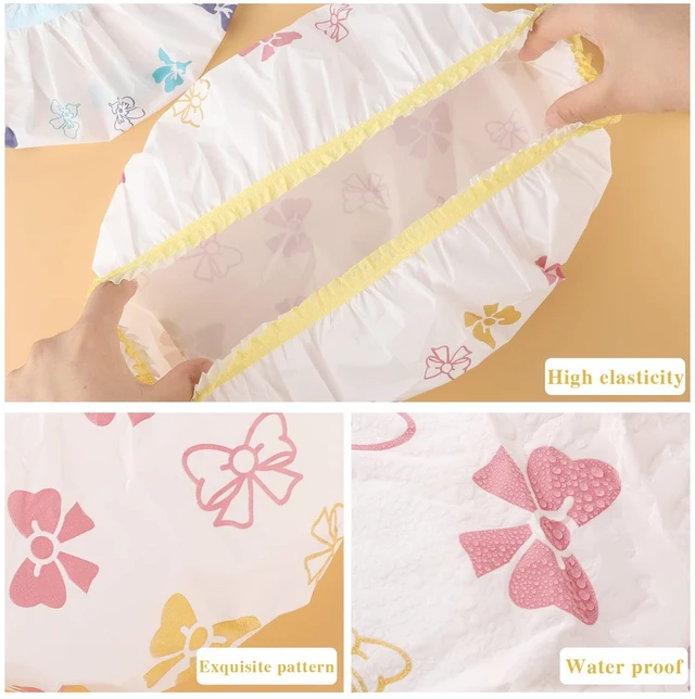 Alt view image 4 of 7 - 3 Pack Reusable Waterproof Shower Caps For Women Kids, Flower | Non-Slip Elastic Band, for Shower, Spa, Travel, Makeup, Cooking, Hair Care
