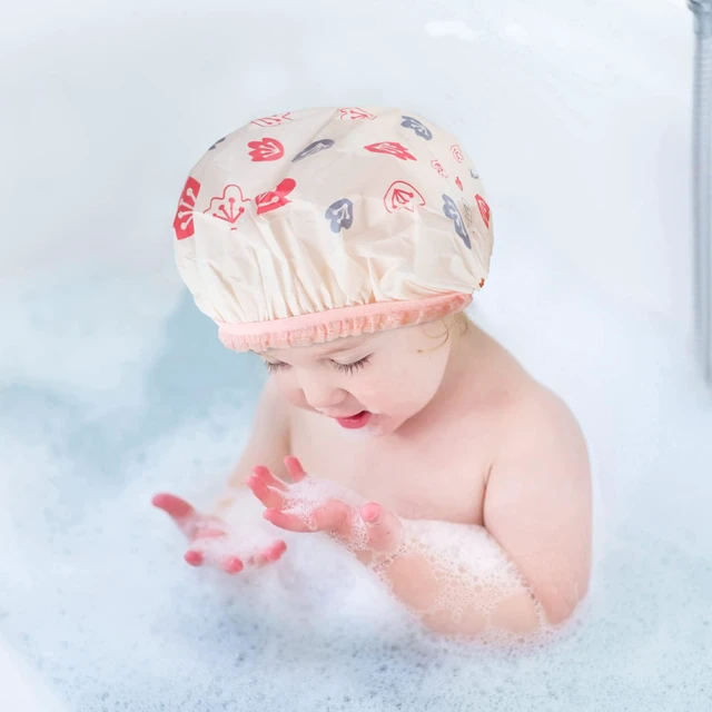 Alt view image 5 of 7 - 3 Pack Reusable Waterproof Shower Caps For Women Kids, Flower | Non-Slip Elastic Band, for Shower, Spa, Travel, Makeup, Cooking, Hair Care