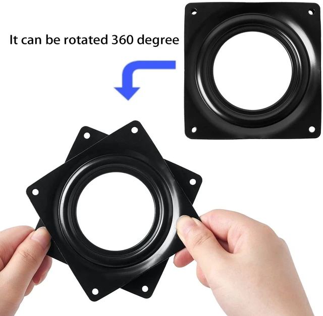 Alt view image 4 of 6 - 4" Black Lazy Susan Turntable 300-lb Steel Ball Bearing Rotating Tray Strong Sturdy Table Cabinet Low Profile for 360 Chair and Door, Kitchen, Craft Project, Makeup Holder, Monitor(1Pack)