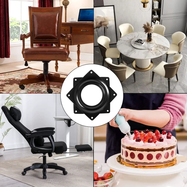 Alt view image 6 of 6 - 4" Black Lazy Susan Turntable 300-lb Steel Ball Bearing Rotating Tray Strong Sturdy Table Cabinet Low Profile for 360 Chair and Door, Kitchen, Craft Project, Makeup Holder, Monitor(1Pack)