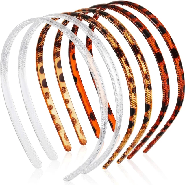 Main image of 6 Plastic Thin Headbands, Light Brown,Transparent, Classic | Plastic with Teeth for Secure Hold, Versatile Styles for Daily Wear, Lightweight for Updos Ponytails, Comfortable All-day Fit