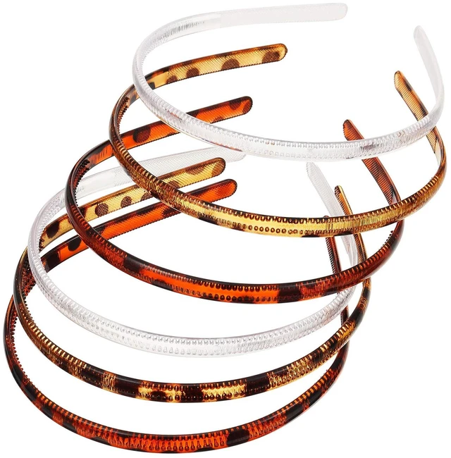 Alt view image 2 of 6 - 6 Plastic Thin Headbands, Light Brown,Transparent, Classic | Plastic with Teeth for Secure Hold, Versatile Styles for Daily Wear, Lightweight for Updos Ponytails, Comfortable All-day Fit
