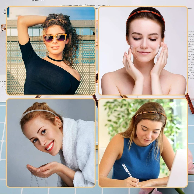 Alt view image 6 of 6 - 6 Plastic Thin Headbands, Light Brown,Transparent, Classic | Plastic with Teeth for Secure Hold, Versatile Styles for Daily Wear, Lightweight for Updos Ponytails, Comfortable All-day Fit