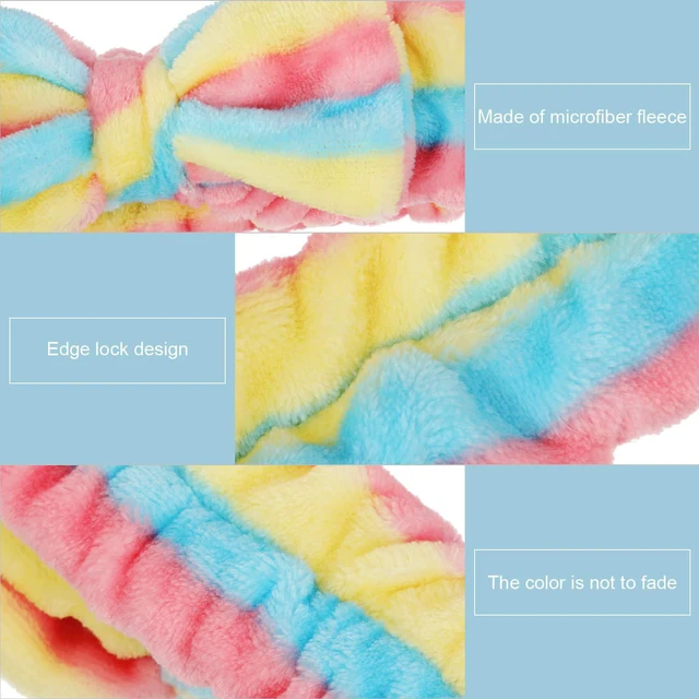 Alt view image 3 of 7 - 3 Pcs Bowtie Headbands for Washing Face Makeup, Classic Patterns | Soft Microfiber Terry Cloth, Elastic Spa Hair Band, Skincare Keeps Strands off During Routines, Comfortable Stretch