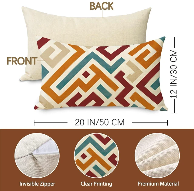 Alt view image 3 of 6 - Colorful Geometric Lumbar Decorative Throw Pillow Cover 12 x 20, Rectangular Modern Abstract Art Living Room Bedroom Home Decor, Minimalist Farmhouse Sofa Couch Cushion Case