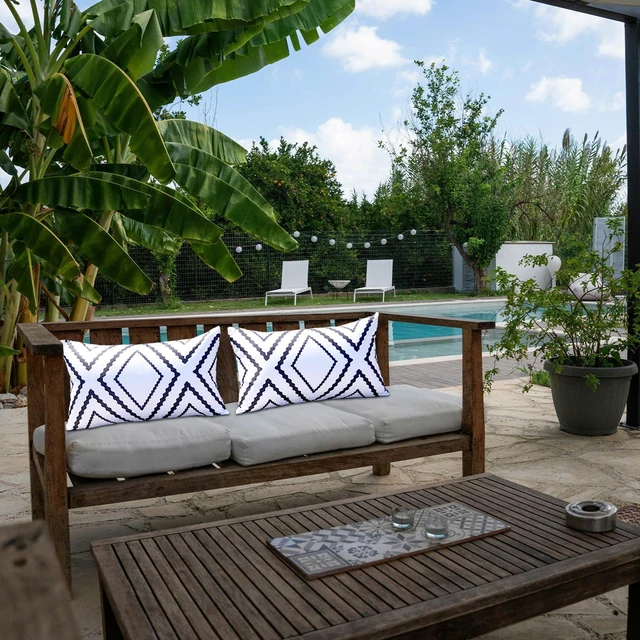Alt view image 3 of 6 - White and Black Outdoor Pillow Covers 12x20 Waterproof Geometric Boho Pillows Patio Furniture Cushion Case Set of 2