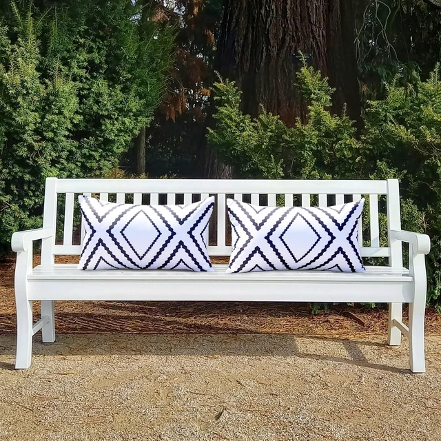 Alt view image 6 of 6 - White and Black Outdoor Pillow Covers 12x20 Waterproof Geometric Boho Pillows Patio Furniture Cushion Case Set of 2