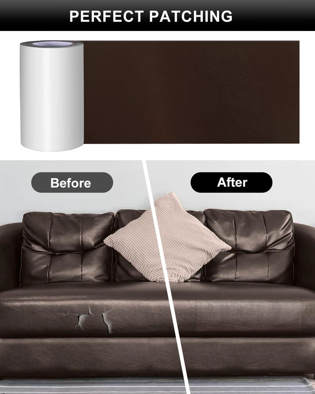 Alt view image 3 of 7 - Self-Adhesive Repair Patch, Anti Scratch Sofas Patch for Couch, Car Seat, DIY Furniture Upholstery, Handbags, Jackets (Dark Brown)
