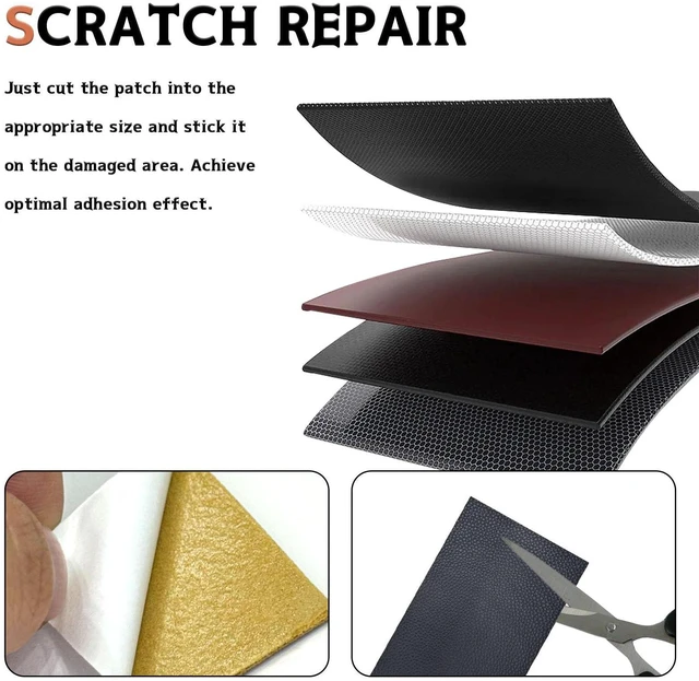 Alt view image 4 of 6 - Black Self-Adhesive Leather Repair Patch Tape Kit, 8 x 4 Inch Waterproof & Scratch-Resistant Leather Patches for Car Seat, Furniture, Couch, Sofa, Office Chair, Vinyl Repair Tape Kit
