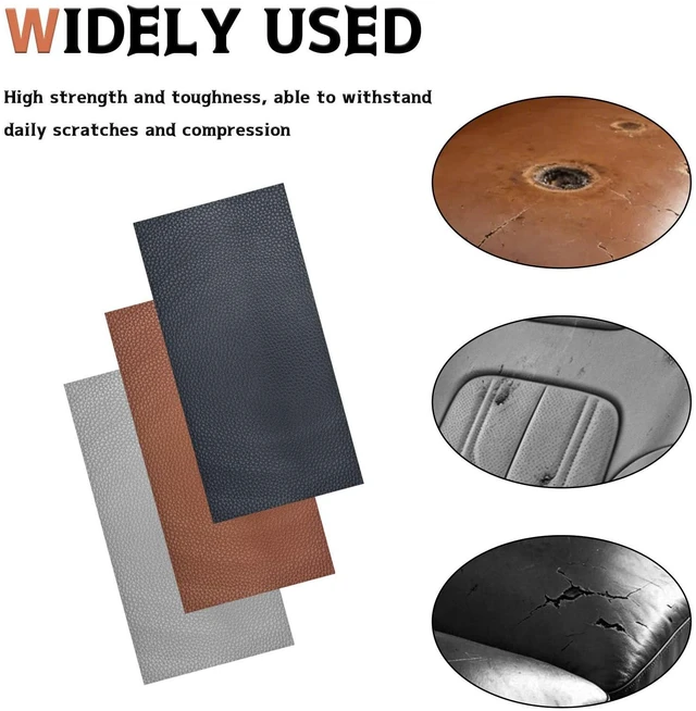 Alt view image 5 of 6 - Black Self-Adhesive Leather Repair Patch Tape Kit, 8 x 4 Inch Waterproof & Scratch-Resistant Leather Patches for Car Seat, Furniture, Couch, Sofa, Office Chair, Vinyl Repair Tape Kit
