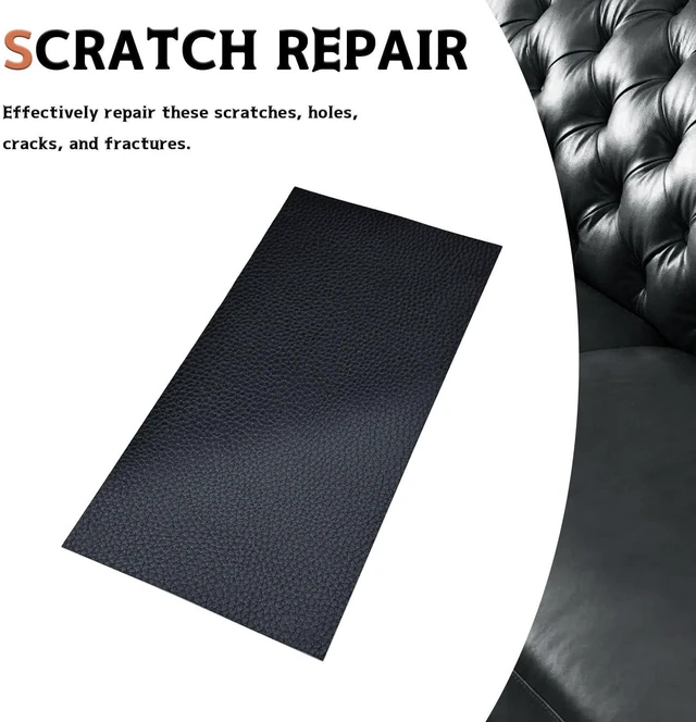 Alt view image 3 of 6 - Black Self-Adhesive Leather Repair Patch Tape Kit, 8 x 4 Inch Waterproof & Scratch-Resistant Leather Patches for Car Seat, Furniture, Couch, Sofa, Office Chair, Vinyl Repair Tape Kit