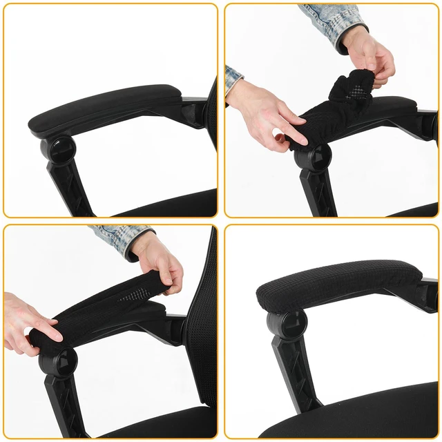 Alt view image 4 of 7 - 2PCS Office Chair Arm Covers | Polyester Removable Machine Washable Chair Arm Cover Stretchable Elastic Arm Rest Covers for Universal Office & Gaming Chairs