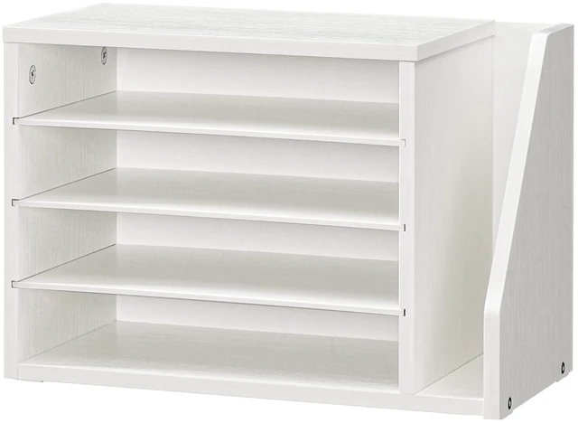 Main image of Mail Sorter, Literature Organizer with Adjustable Shelves, Paper Organizer for Office, Home, Wood Countertop File Holders, Mails, Magazines, White WT41WF01