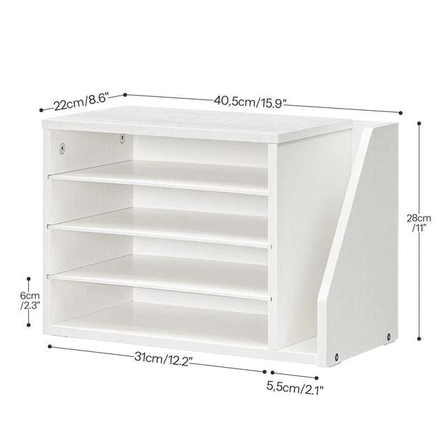 Alt view image 3 of 7 - Mail Sorter, Literature Organizer with Adjustable Shelves, Paper Organizer for Office, Home, Wood Countertop File Holders, Mails, Magazines, White WT41WF01