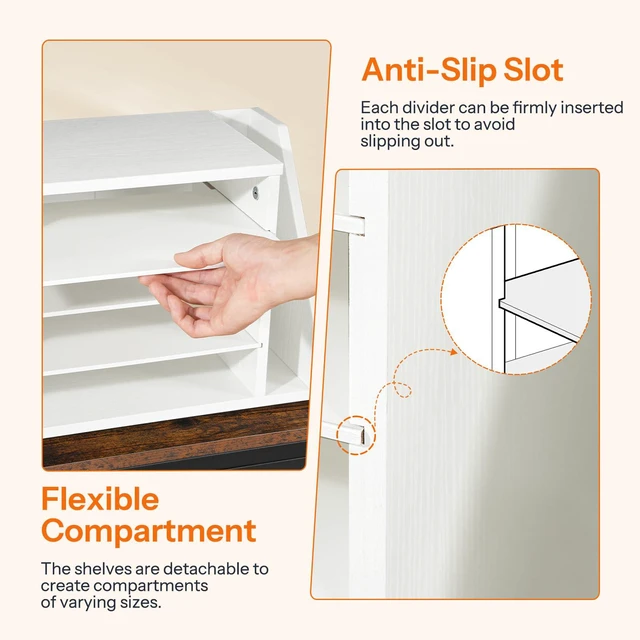Alt view image 4 of 7 - Mail Sorter, Literature Organizer with Adjustable Shelves, Paper Organizer for Office, Home, Wood Countertop File Holders, Mails, Magazines, White WT41WF01