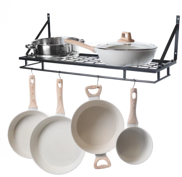 Main image of Pot and Pan Shelf Heavy-Duty Adjustable Cookware Rack for Cabinet or Countertop | Space-Saving Kitchen Organizer for Pots, Pans & Lids Storage