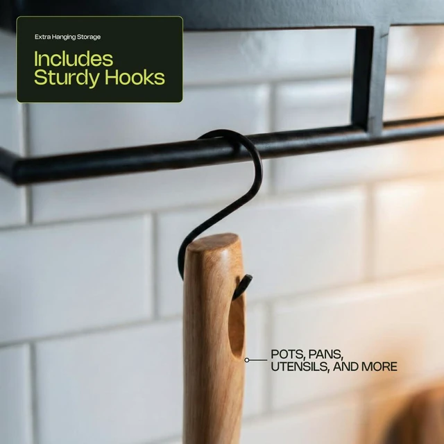 Alt view image 6 of 7 - Pot and Pan Shelf Heavy-Duty Adjustable Cookware Rack for Cabinet or Countertop | Space-Saving Kitchen Organizer for Pots, Pans & Lids Storage