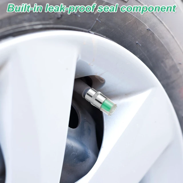 Alt view image 6 of 7 - 4 PCS Car Tire Pressure Monitor Valve Stem Caps, Tire Pressure Caps 2.4Bar 36PSI Air Cap for Tires with 3 Color Eye Alert Sensor Indicator for Cars, Trucks, Motorcycles, Bicycles