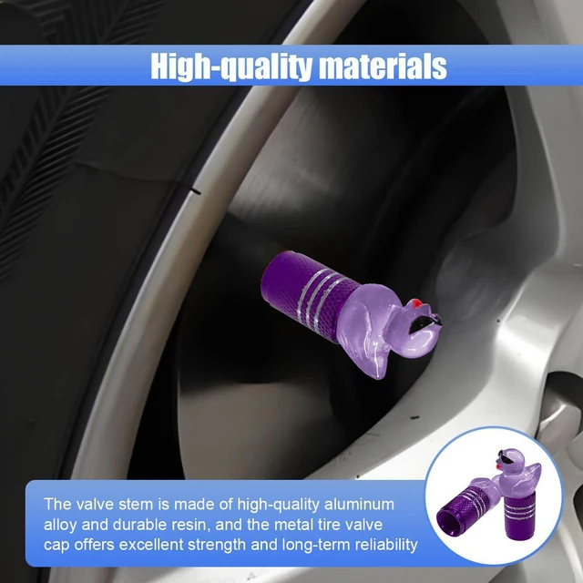 Alt view image 3 of 6 - 4PCS Cute Sunglasses Duck Car Tire Valve Stem Caps, Glow in Dark Tire Pressure Cover, Dustproof Wheel Air Cap, Funny Duck Vehicle Decorations Accessory for SUV, Truck, Motorcycle (Purple)