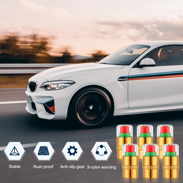 Alt view image 4 of 7 - 12PCS Car Tire Pressure Monitor Valve Stem Caps 3-Color Tire Pressure Caps Alarm Tires Indicator Sensor Indicator Universal Valve Stem Cap for Cars, SUVs, Trucks, Motorcycles, Bicycles