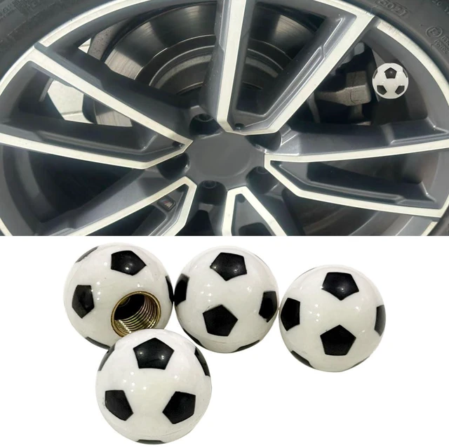 Main image of 4PCS Car Tire Valve Stem Caps, Soccer Ball Valve Stem Covers Built-in Brass Core, Dustproof and Air Leakage Proof Car Tire Accessories Universal for Car, SUV, Bicycle, Truck and Motorcycle (Football)