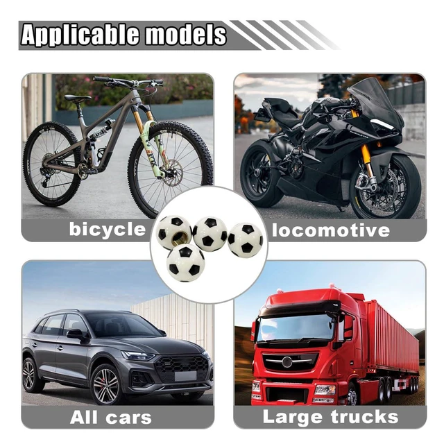 Alt view image 6 of 6 - 4PCS Car Tire Valve Stem Caps, Soccer Ball Valve Stem Covers Built-in Brass Core, Dustproof and Air Leakage Proof Car Tire Accessories Universal for Car, SUV, Bicycle, Truck and Motorcycle (Football)