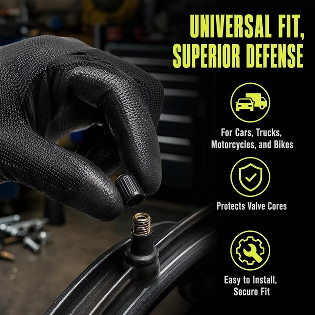 Alt view image 3 of 7 - 20PCS Tire Valve Stem Caps, Plastic Auto Wheel Stem Cover with O-Rubber Seal, Tire Valve Dust Cap Air Caps Cover, Universal Automotive Accessories for Car, SUV, Truck, Motorcycle (Black)