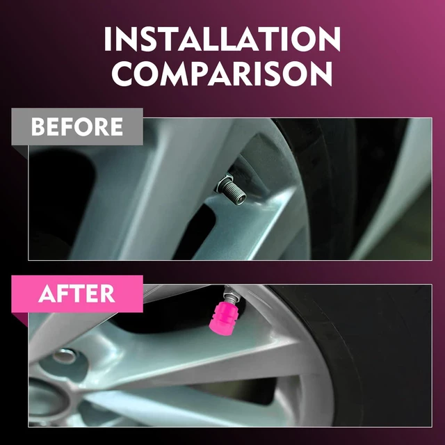 Alt view image 6 of 7 - 4PCS Luminous Tire Valve Stem Caps, Fluorescent Valve Stem Caps, Universal Auto Accessories for Car, Truck, Motorcycles, Bike (Pink)