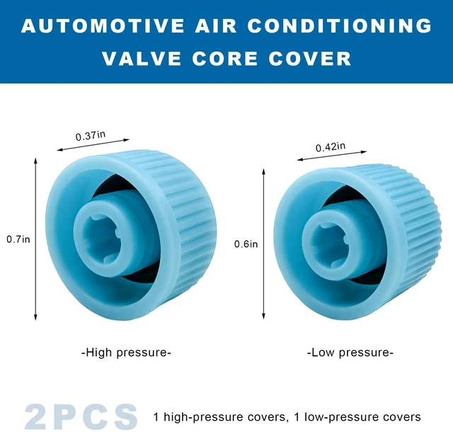 Alt view image 2 of 6 - 2 PCS Car A/C Valve Core Caps, R134a Air Conditioning System Charging Port Dust Cover, Leakproof High & Low Side Pressure Vehicle A/C Valve Core Caps, Car Accessories