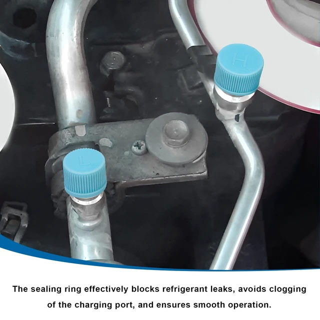 Alt view image 5 of 6 - 2 PCS Car A/C Valve Core Caps, R134a Air Conditioning System Charging Port Dust Cover, Leakproof High & Low Side Pressure Vehicle A/C Valve Core Caps, Car Accessories