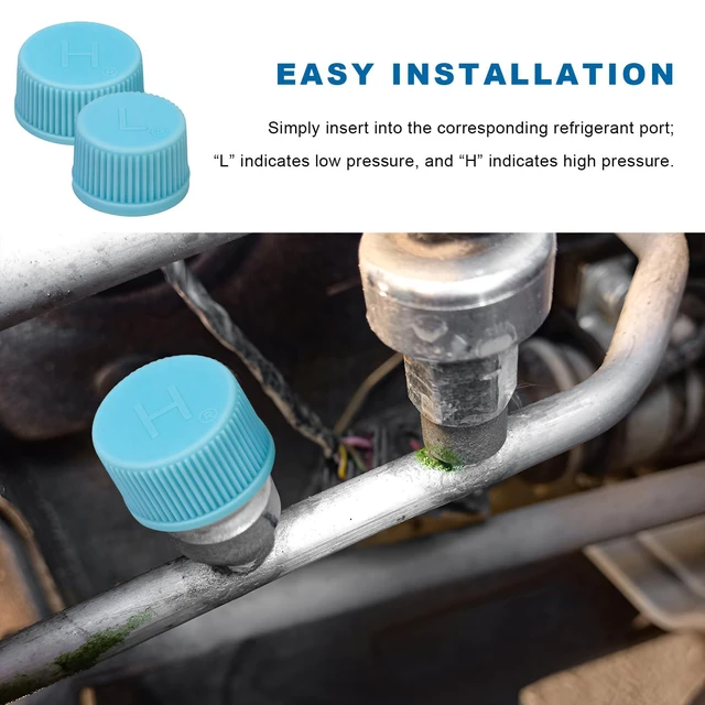 Alt view image 6 of 6 - 2 PCS Car A/C Valve Core Caps, R134a Air Conditioning System Charging Port Dust Cover, Leakproof High & Low Side Pressure Vehicle A/C Valve Core Caps, Car Accessories
