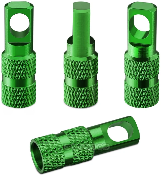 Main image of Presta Valve Stem Dust Caps with Valve Core RemoverLightweight Aluminum Bike Air Valve Covers for Road MTB Bicycle Tubes - 4 Pack