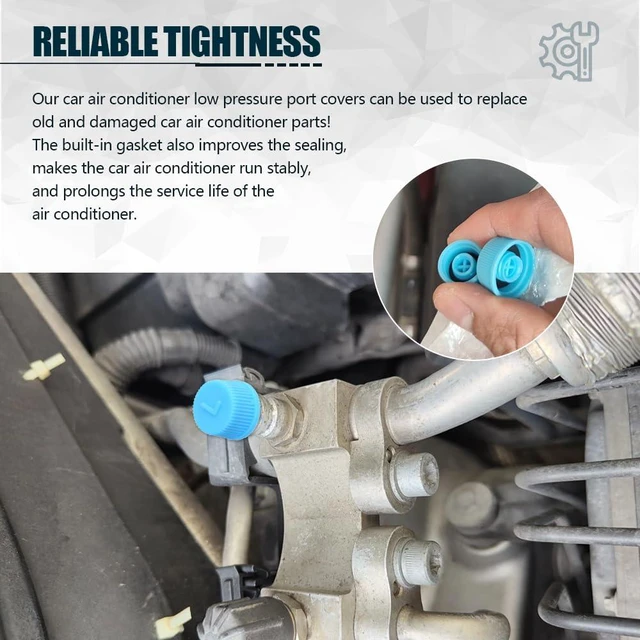 Alt view image 3 of 7 - 4Pcs Car A/C Valve Core Caps, Leakproof Air Conditioning System Seal Kit, R134a Air Conditioning Repair System Charging Port Caps, Car Accessories High & Low Pressure Valve Cap for Vehicles AC (4PCS)