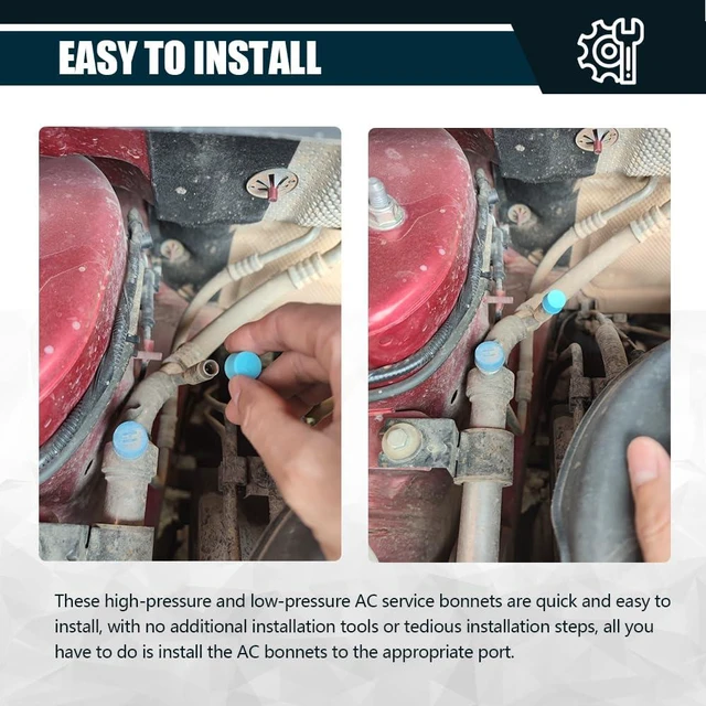 Alt view image 5 of 7 - 4Pcs Car A/C Valve Core Caps, Leakproof Air Conditioning System Seal Kit, R134a Air Conditioning Repair System Charging Port Caps, Car Accessories High & Low Pressure Valve Cap for Vehicles AC (4PCS)