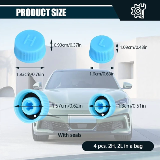 Alt view image 7 of 7 - 4Pcs Car A/C Valve Core Caps, Leakproof Air Conditioning System Seal Kit, R134a Air Conditioning Repair System Charging Port Caps, Car Accessories High & Low Pressure Valve Cap for Vehicles AC (4PCS)