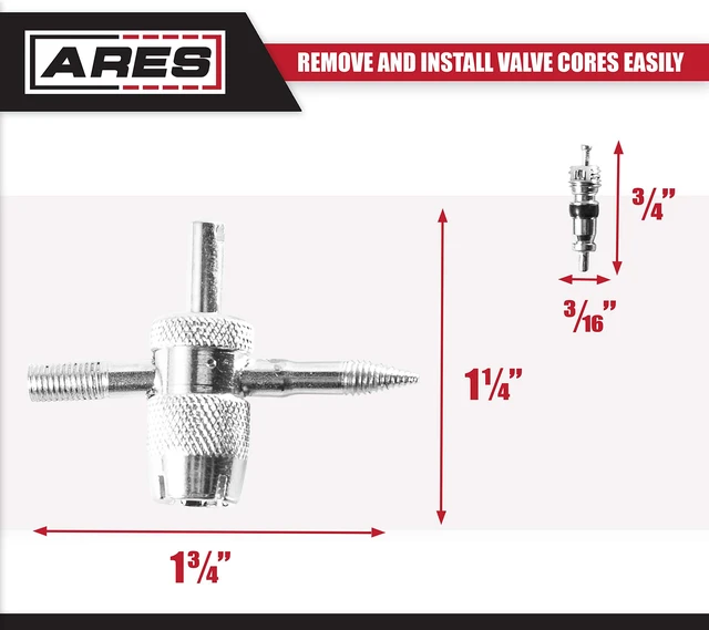 Alt view image 2 of 7 - 4-Way Valve Tool with 4 Valve Cores | Install and Remove Valve Cores