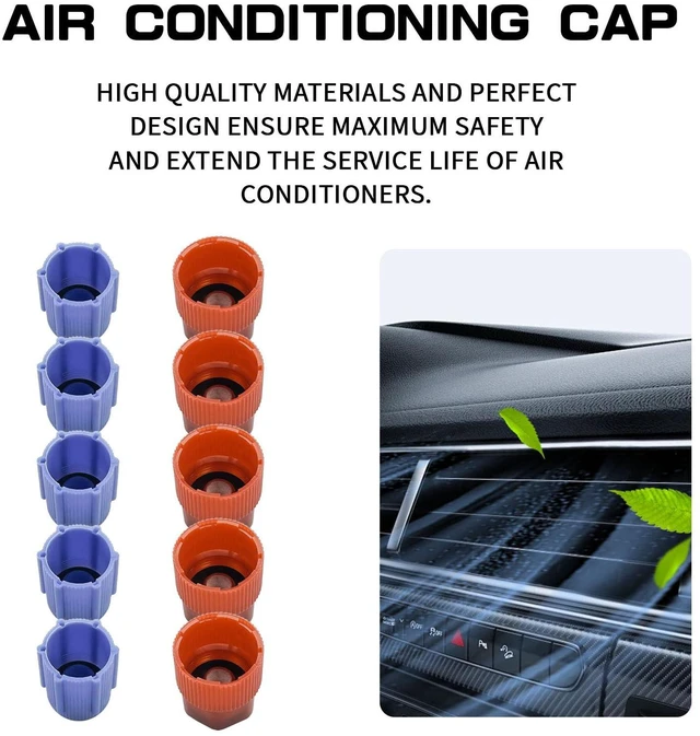 Alt view image 4 of 6 - Hirificing 10PCS A/C System Valve Cap R134a 13mm & 16mm Air Conditioning Service AC System Charging Port Caps 5 Sets Blue Low Side & 5 Sets Red High Side Fit for Most R134a AC System Vehicles