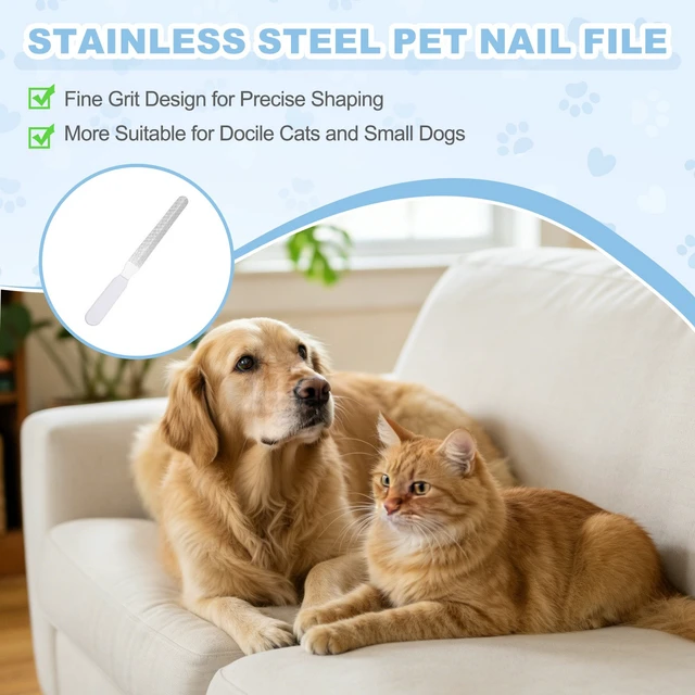 Alt view image 5 of 6 - Stainless Steel Grooming Tool Pet Nail File 5.5" x 0.6" White 3 Pcs