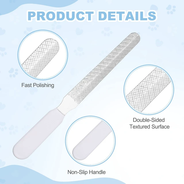 Alt view image 4 of 6 - Stainless Steel Grooming Tool Pet Nail File 5.5" x 0.6" White 3 Pcs